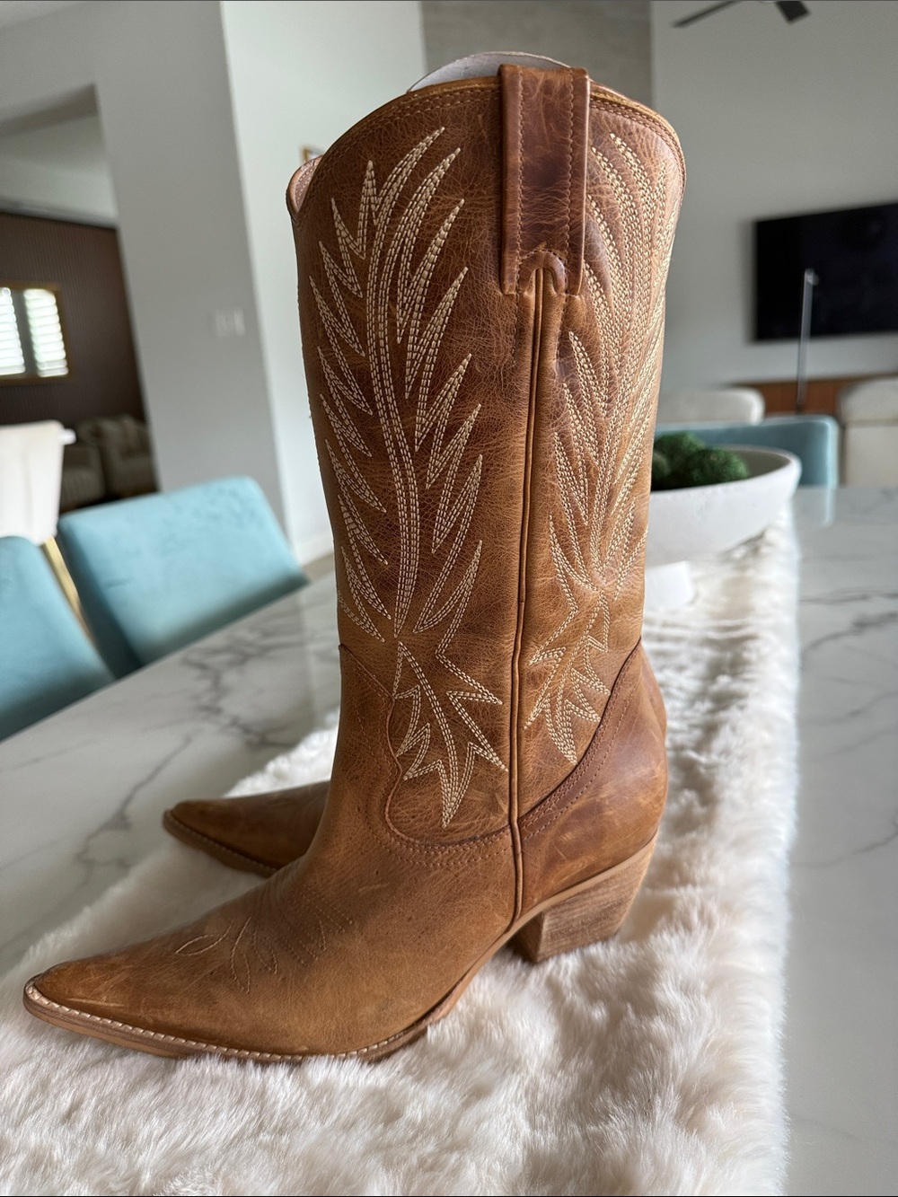 Penny Loves Kenny Brown leather Over-the-Knee Western Boots made in Brazil. - Picture 3 of 5
